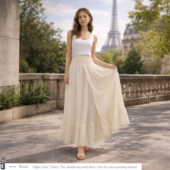 Chloe Dresses & Skirts - Chloe 100% Silk Smocked Maxi Skirt Iconic Milk Ivory Double Layer NWT US 8–10